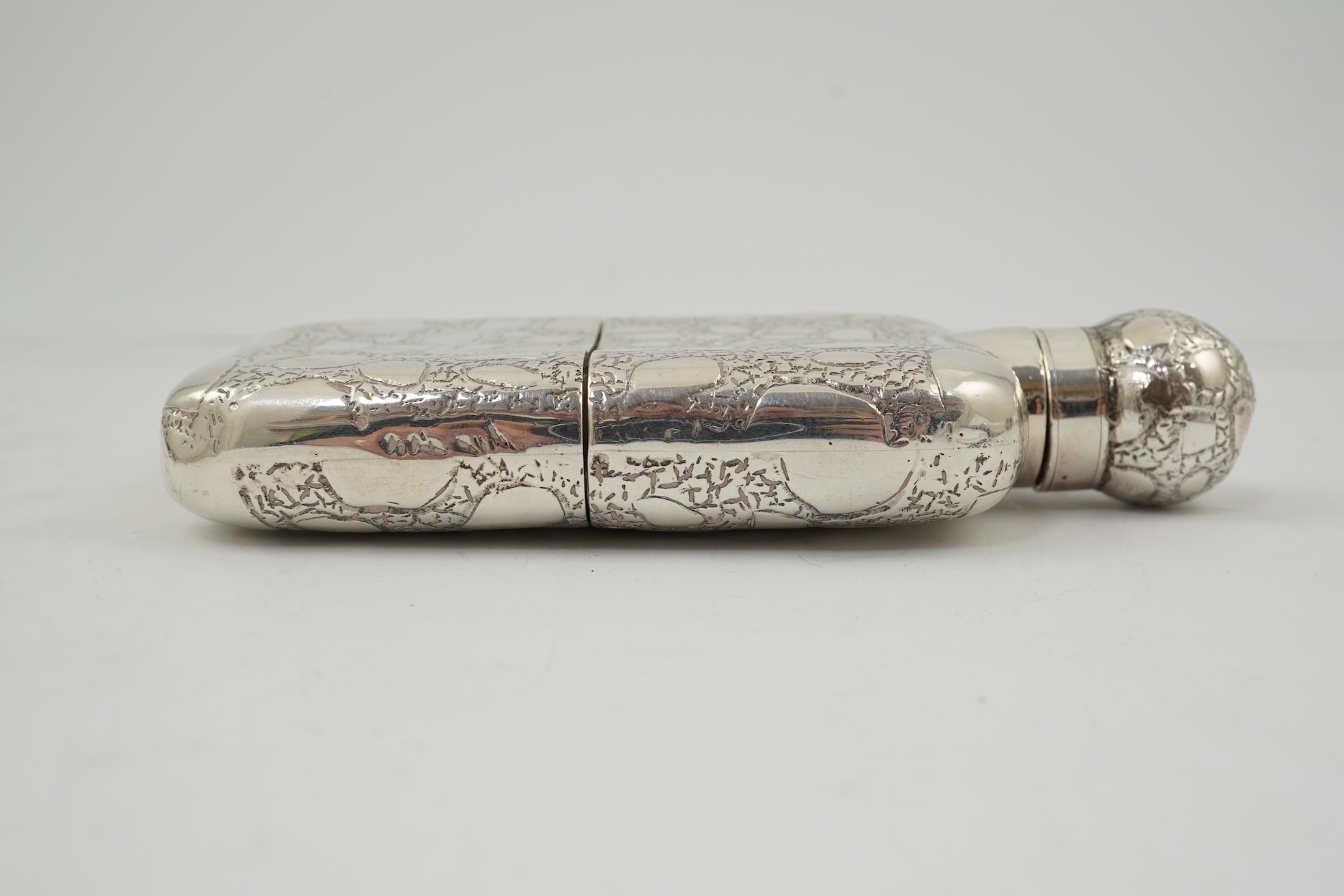 A late Victorian silver hip flask, maker George Heath?